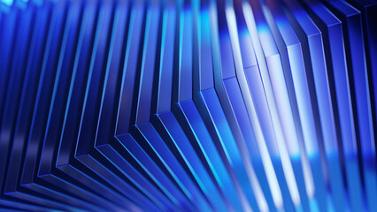 Abstract 3d background wallpaper with shifted glass squares. Dark blue futuristic illustration