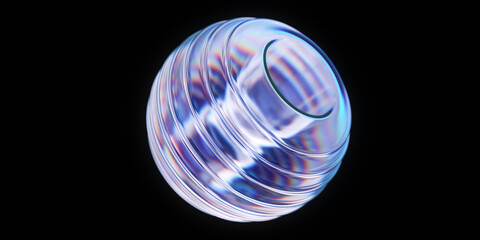 Abstract dispersion glass sphere on black background. Crystal ball. 3d rendering