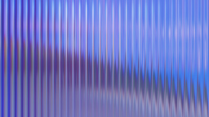 Corrugated glass texture. Neon blurry ribbed texture. Abstract 3d render.