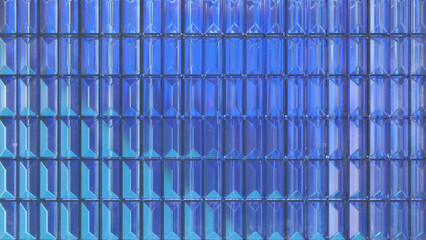 Abstract background with 3d crystal glass shapes. 3d rendering of realistic glass with refraction and dispersion