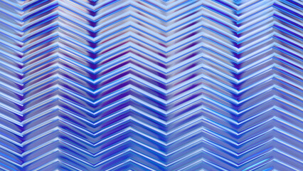 Abstract background with 3d crystal glass zigzag texture. 3d rendering of realistic glass with refraction and dispersion