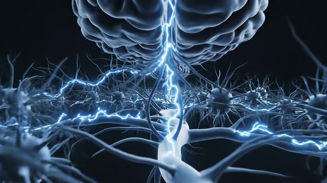 Macro zoom into a human eye revealing a 3D digital brain with glowing blue neurons in a futuristic visualization of artificial intelligence.