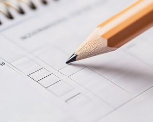 A close-up image of a pencil poised over a blank checklist, emphasizing productivity and organization in a professional setting.
