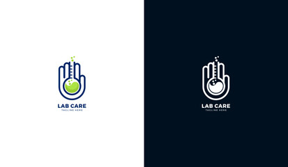 Lab care logo, lab icon. Science laboratory symbol. Vector illustration template design