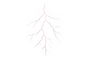 Lightning bolt striking, depicting natural electric discharge, thunder and power during a storm, with a transparent background