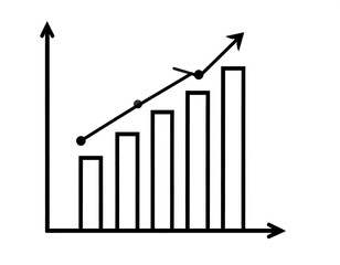 Rising Bar Graph with Upward Trend Line for Business Growth.