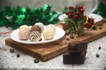 christmas tree with candies and decorations