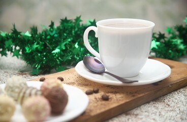 cup of coffee and candy