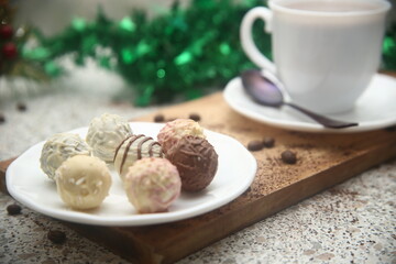 coffee with chocolate and nuts