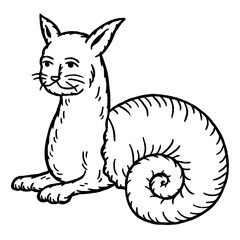 Medieval snail-cat hybrid illustration – weird fantasy creature, hand-drawn manuscript style, surreal animal art, quirky medieval drawing 