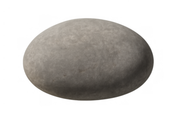 Single gray smooth river stone with transparent background, nature element for design and decoration