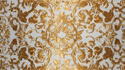 Gilded elegance captured in the intricate floral patterns of a historic palace ceiling, a masterpiece of classic architectural artistry