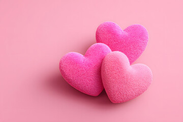 Obraz premium Various hearts in different shades scattered on a soft pink background ready for celebration