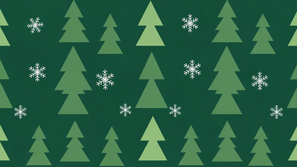Obraz premium Celebrate Christmas with a charming seamless pattern of stylized trees over a rich green background, ideal for festive cards, gift wrap, invitations, and warm seasonal promotions.