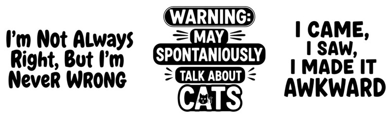 Set of funny sarcastic text quotes and typography slogans for t-shirt design © Luka