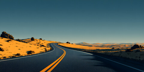 Straight and winding road road. Seamless asphalt roads template. Highway or roadway background. Vector illustration.