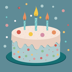 Birthday Cake With Candles and Colorful Decorations for Celebration