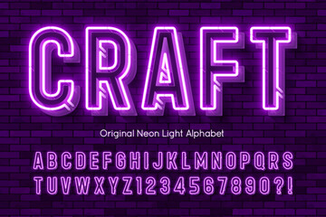 Retro bright light alphabet design, cabaret, neon Broadway lamps letters and numbers.