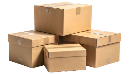 Fototapeta premium Stack of sealed brown cardboard boxes