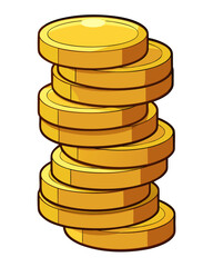 Stack of Coins on a White Background Showing Shiny Gold Color