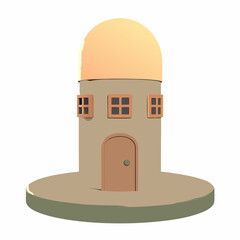 Small Round Building With a Dome and Windows in a Simple Design