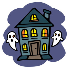 Haunted House With Ghosts Near Windows During Night