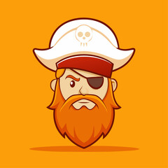 Pirate Character With Orange Background Showing Tough Look