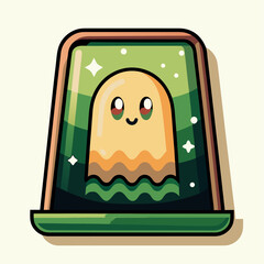 Cute Jelly Dessert With Smiling Face in Bright Colors