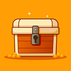 Treasure Chest Full of Gold Coins on Bright Background