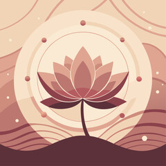 Abstract Lotus Flower in a Minimalist Design and Warm Colors