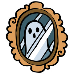 Ghost Reflection in a Mirror With a Simple Design at Night