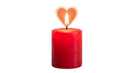 Red heart-shaped flame candle png illustration isolated on white background