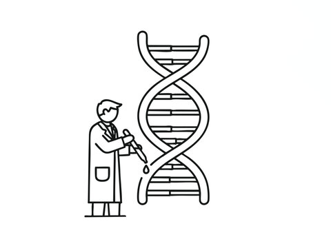 Scientist Examining DNA Helix Structure