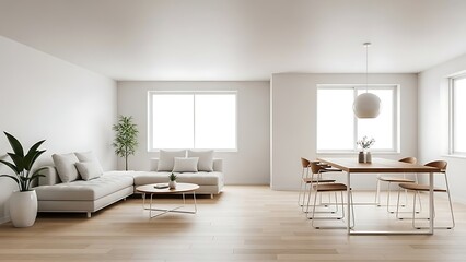 Fototapeta premium Modern Living Room and Dining Area with Natural Light.