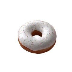 White iced donut with colorful sprinkle topping on transparency background evoking sweet indulgence