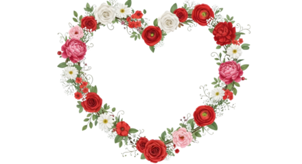 Heart-shaped floral frame png for romantic occasions and celebrations