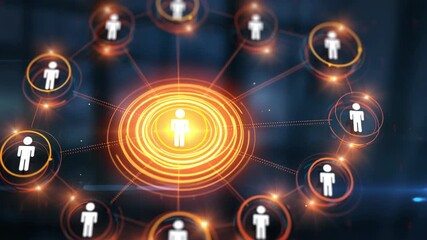 Abstract network connection with figures representing social interaction and communication for business use - Powered by Adobe