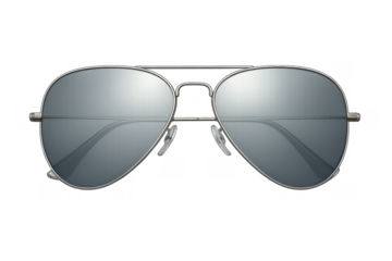 Aviator sunglasses with silver frame and reflective dark lenses, a classic fashion accessory for sun protection and style