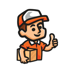 Friendly Courier Mascot Giving a Thumbs Up