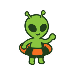 illustration Alien Summer Fun with Float