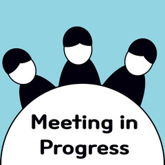 business people  sitting in the circle with word "meeting in progress"제목 없는 아트워크