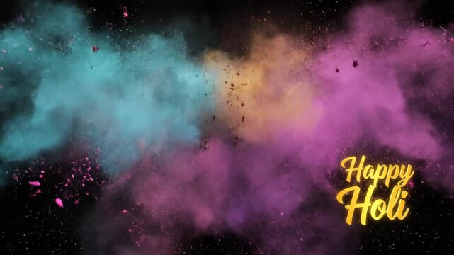 Vibrant Holi Colors Explode in a Celebration of the Hindu Spring Festival, Joyful Powder Burst for Cultural Greetings and Festive Occasions