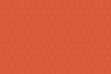 Vector seamless roof pattern with brick-red shingles. Repeating tile texture for house roofing design. Rustic red rooftop background for construction, architecture, and building materials. © Ali