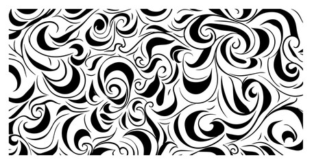 Abstract decorative swirling curls and waves texture vector pattern