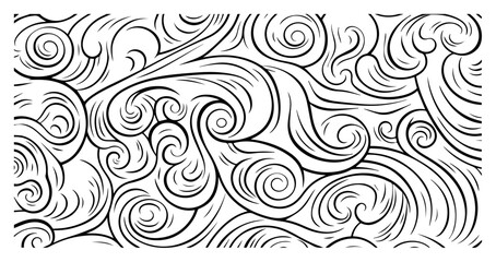 Abstract swirling wind or cloud line art texture vector background