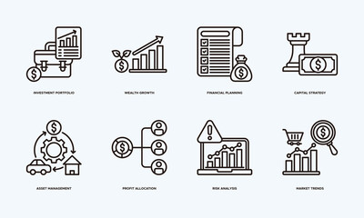 Capital Strategy Investment Portfolio Banner Illustration Integrating Investment Portfolio, Wealth Growth, Financial Planning, Capital Strategy, Asset Management, Profit Allocation and Risk Analysis