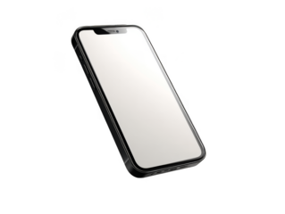 Modern smartphone with a sleek design shown on a transparent background highlighting its features and clean appearance