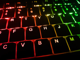 Low profile backlit keyboard. Rainbow colors backlight