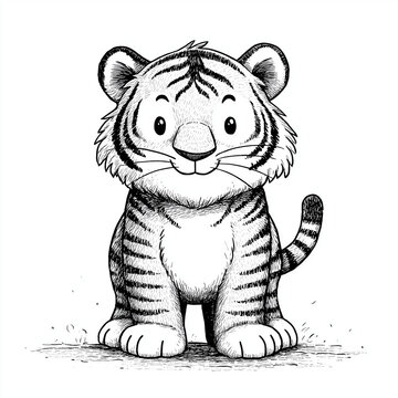 hand drawn sketch of a tiger.
