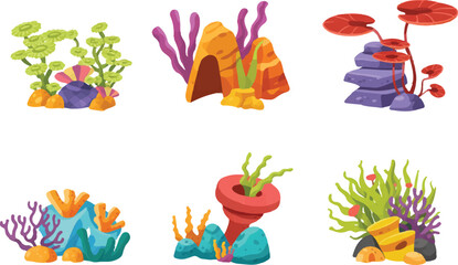 set of colorful flowers